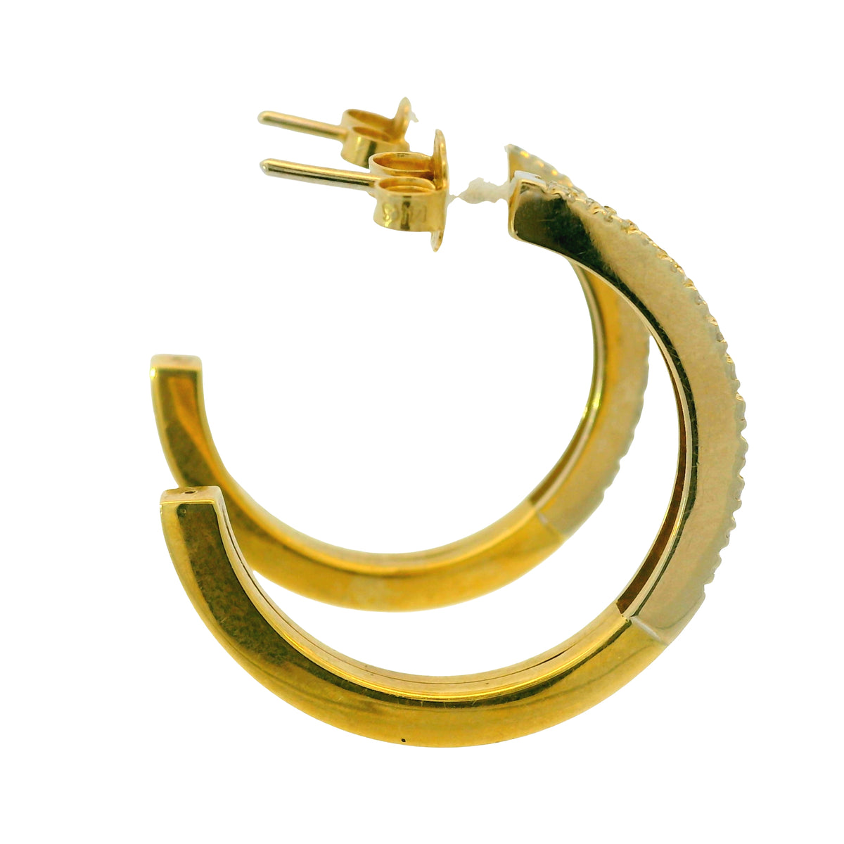 14k Yellow Gold 0.50ctw Round Brilliant Cut Diamond Hoop Earrings
