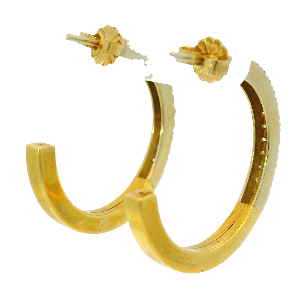 14k Yellow Gold 0.50ctw Round Brilliant Cut Diamond Hoop Earrings