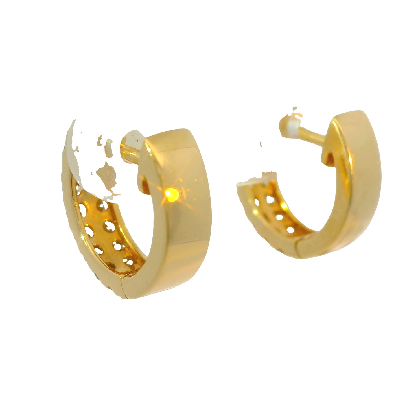 14k Yellow Gold 0.73 Carat Diamond 2 Row Huggies Hoop Earrings