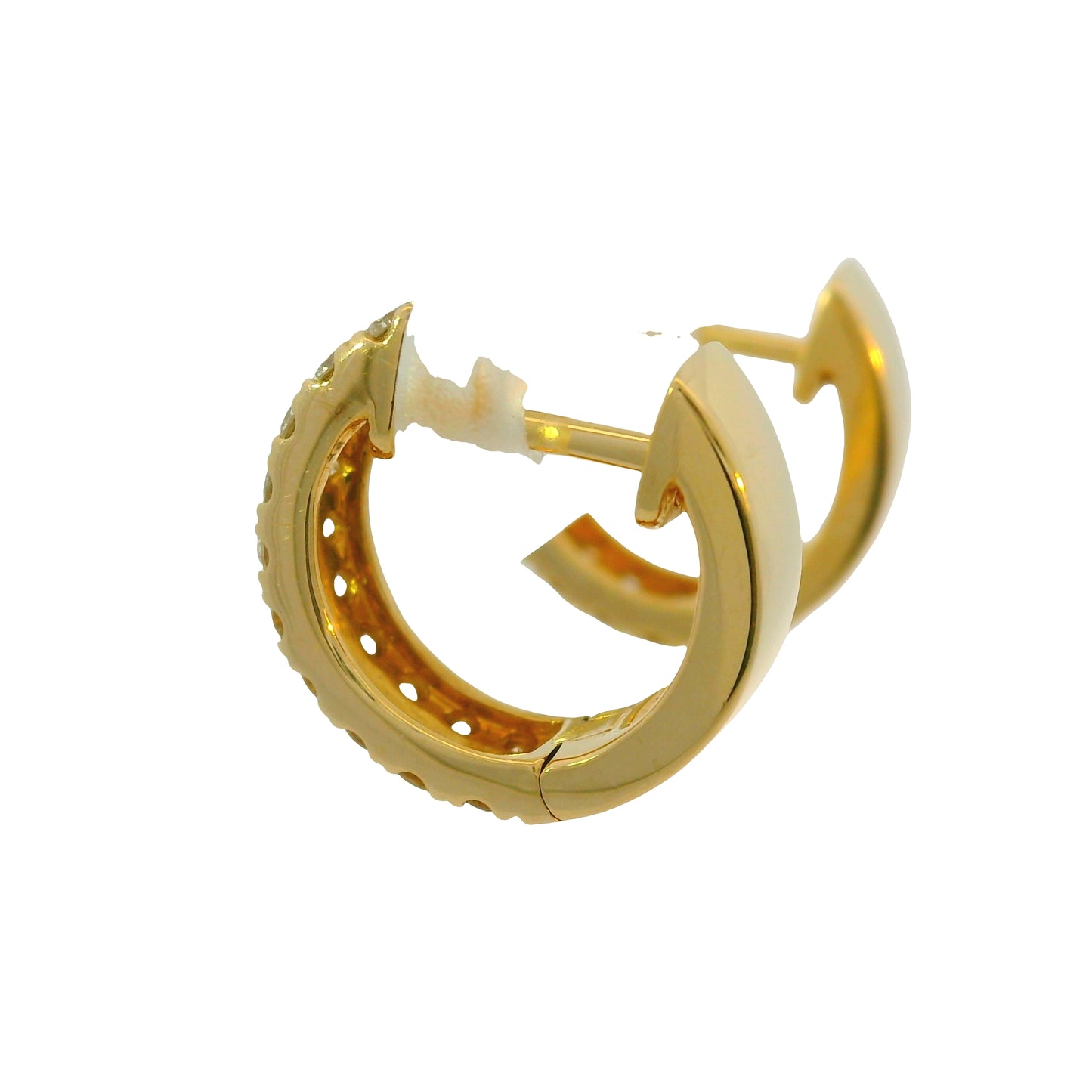 14k Yellow Gold 0.73 Carat Diamond 2 Row Huggies Hoop Earrings