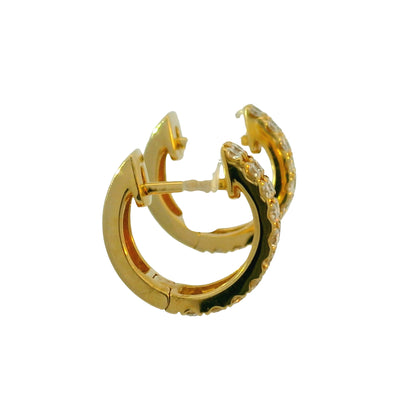 14k Yellow Gold 0.73 Carat Diamond 2 Row Huggies Hoop Earrings