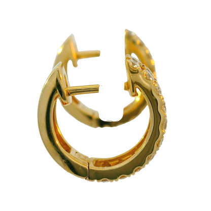 14k Yellow Gold 0.73 Carat Diamond 2 Row Huggies Hoop Earrings