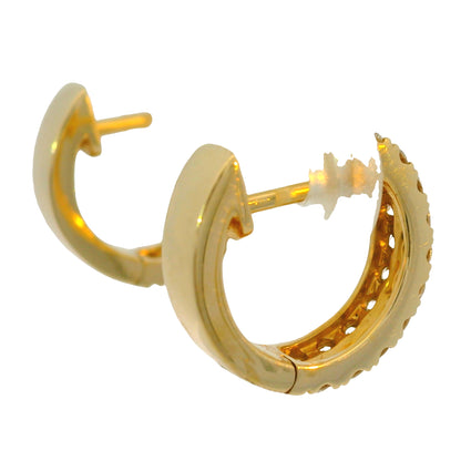 14k Yellow Gold 0.73 Carat Diamond 2 Row Huggies Hoop Earrings