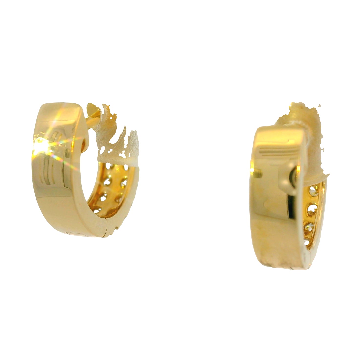 14k Yellow Gold 0.73 Carat Diamond 2 Row Huggies Hoop Earrings