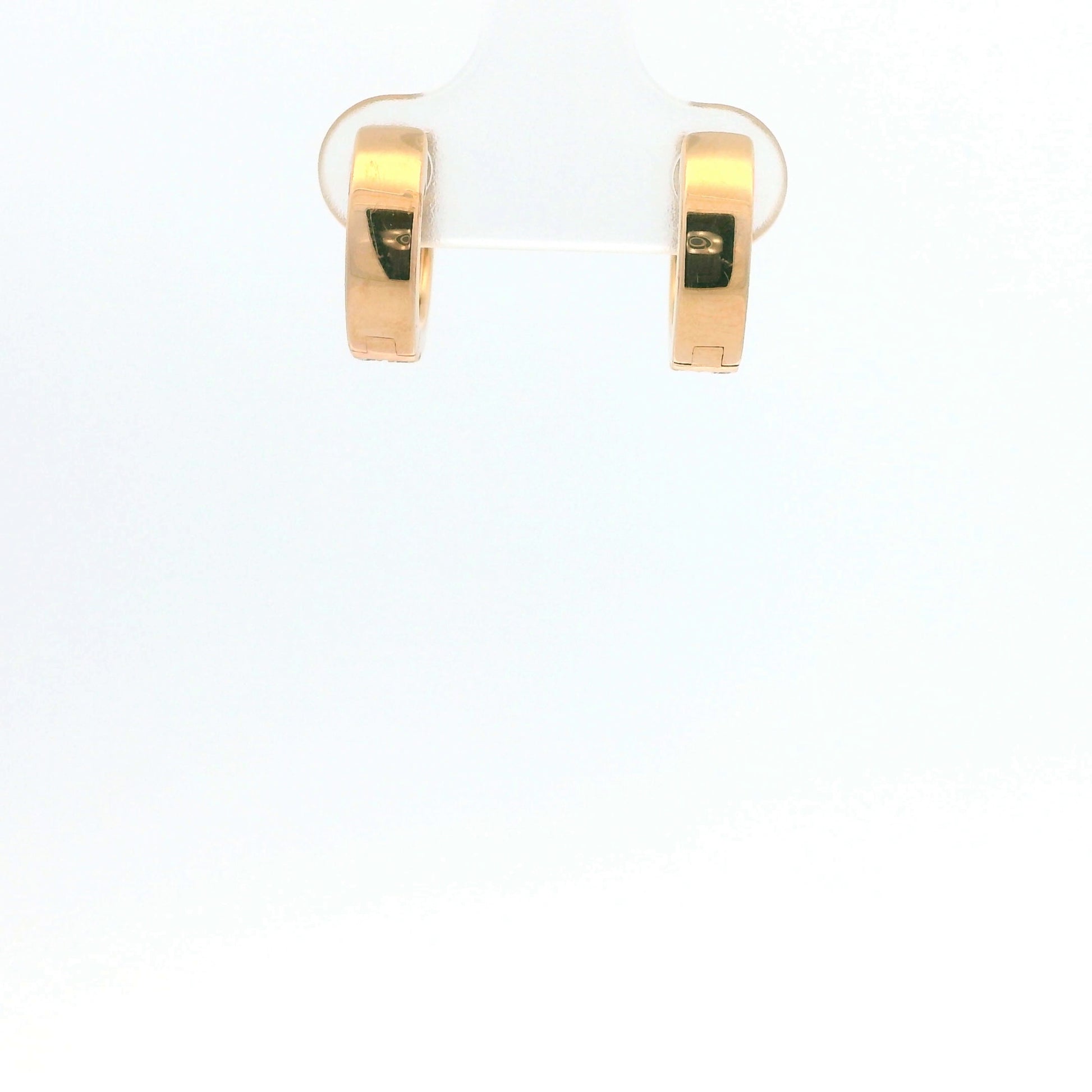 14K Rose Gold Natural Round Brilliant Cut Diamond Double Row Huggie Earrings