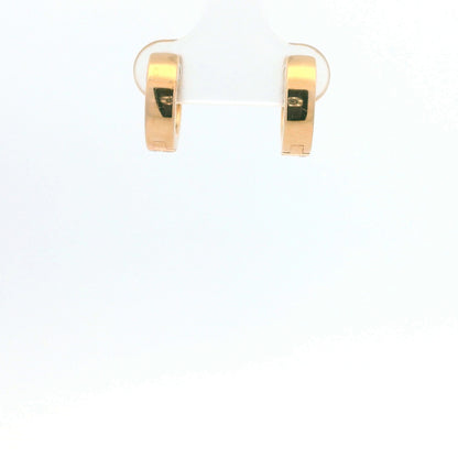 14K Rose Gold Natural Round Brilliant Cut Diamond Double Row Huggie Earrings