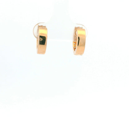 14K Rose Gold Natural Round Brilliant Cut Diamond Double Row Huggie Earrings
