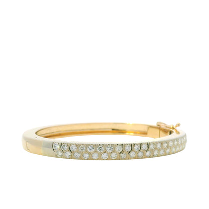 14K Yellow Gold Natural Round Brilliant Cut Diamond Bangle