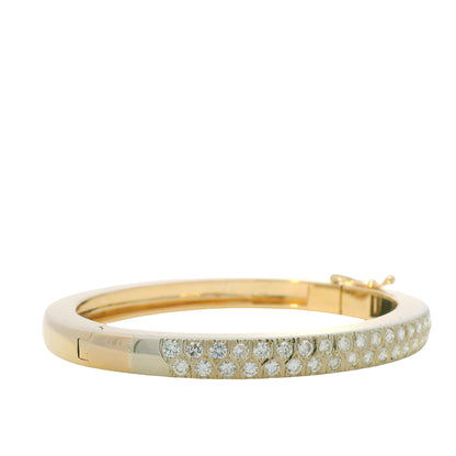 14K Yellow Gold Natural Round Brilliant Cut Diamond Bangle