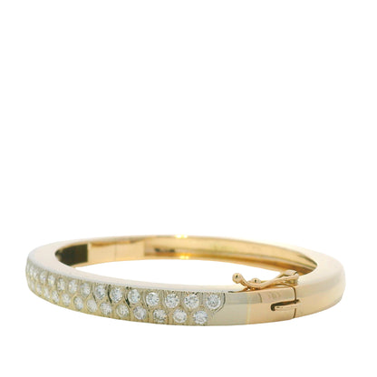 14K Yellow Gold Natural Round Brilliant Cut Diamond Bangle