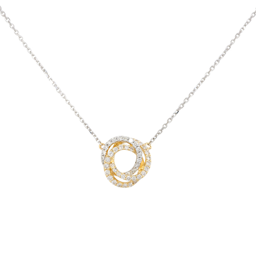 18k Two-Tone Gold 0.50ctw Diamond Swirl Pendant Necklace