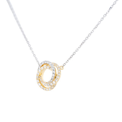 18k Two-Tone Gold 0.50ctw Diamond Swirl Pendant Necklace
