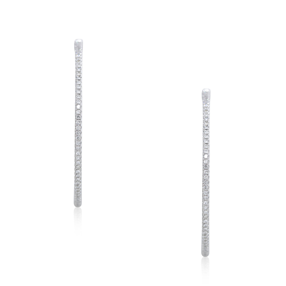 18k White Gold 1.92ctw Round Brilliant Cut Diamond Large Hoop Earrings