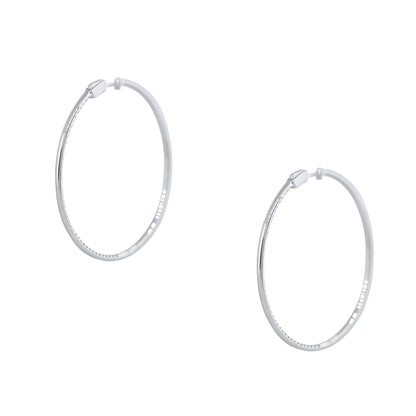 18k White Gold 1.92ctw Round Brilliant Cut Diamond Large Hoop Earrings