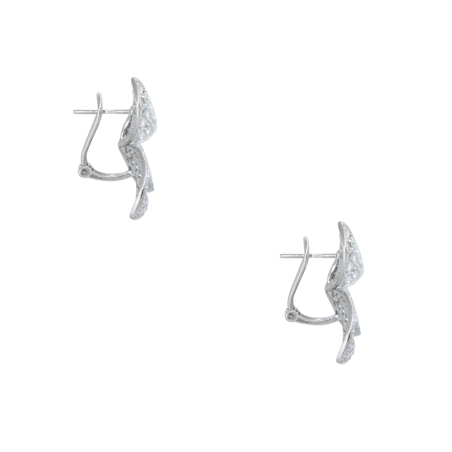 18k White Gold 3.55ctw Pave Diamond Flower Earrings