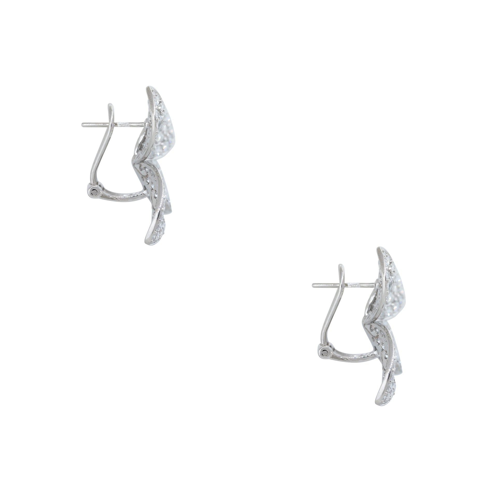 18k White Gold 3.55ctw Pave Diamond Flower Earrings