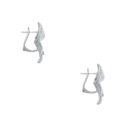 18k White Gold 3.55ctw Pave Diamond Flower Earrings