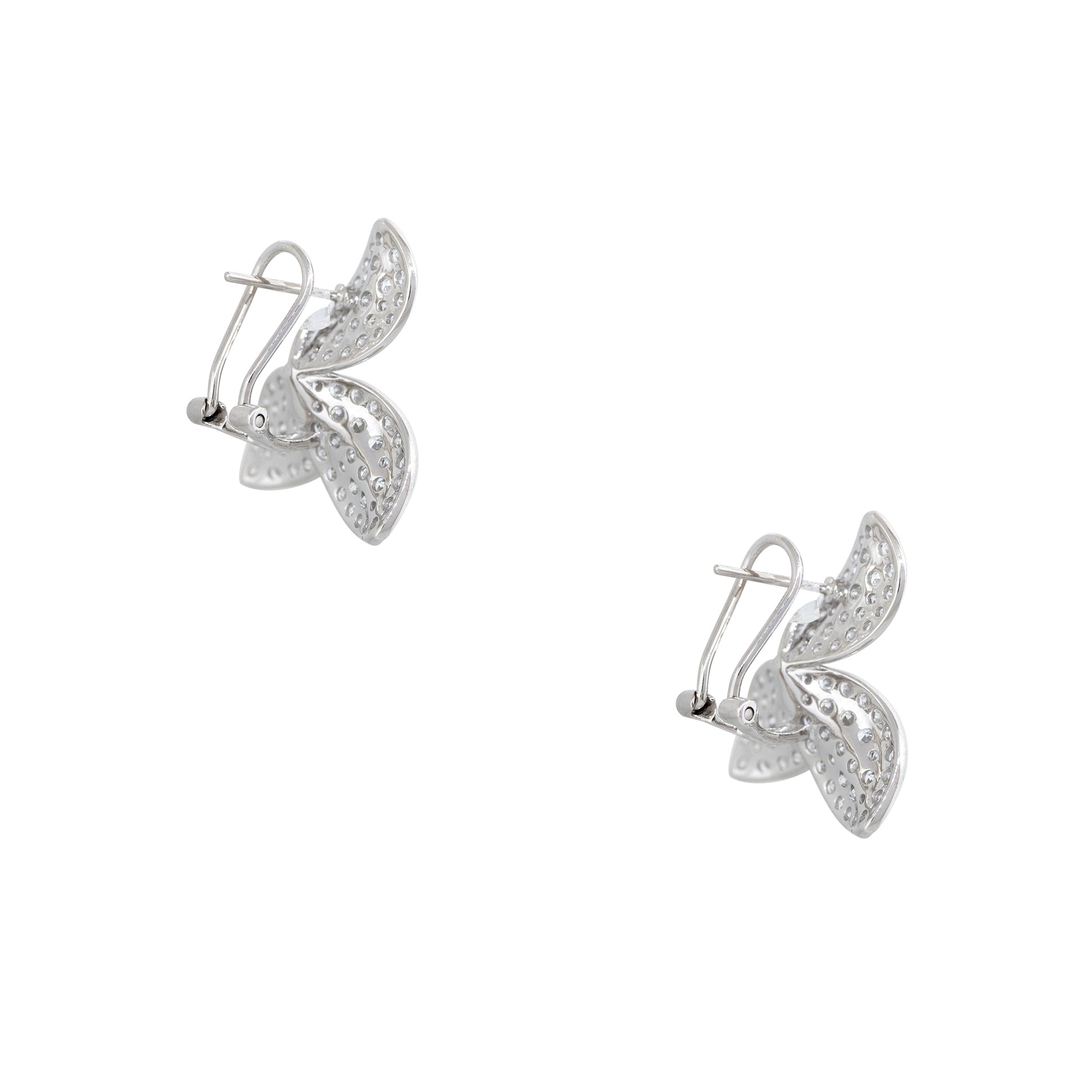 18k White Gold 3.55ctw Pave Diamond Flower Earrings