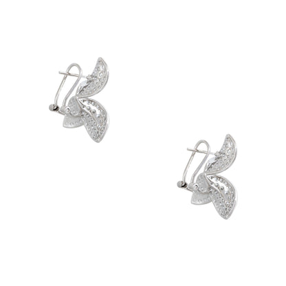 18k White Gold 3.55ctw Pave Diamond Flower Earrings