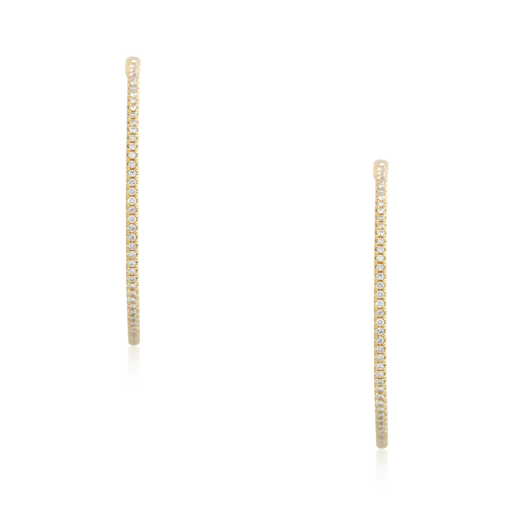 18k Yellow Gold 1.92ctw Round Brilliant Cut Diamond Large Hoop Earrings