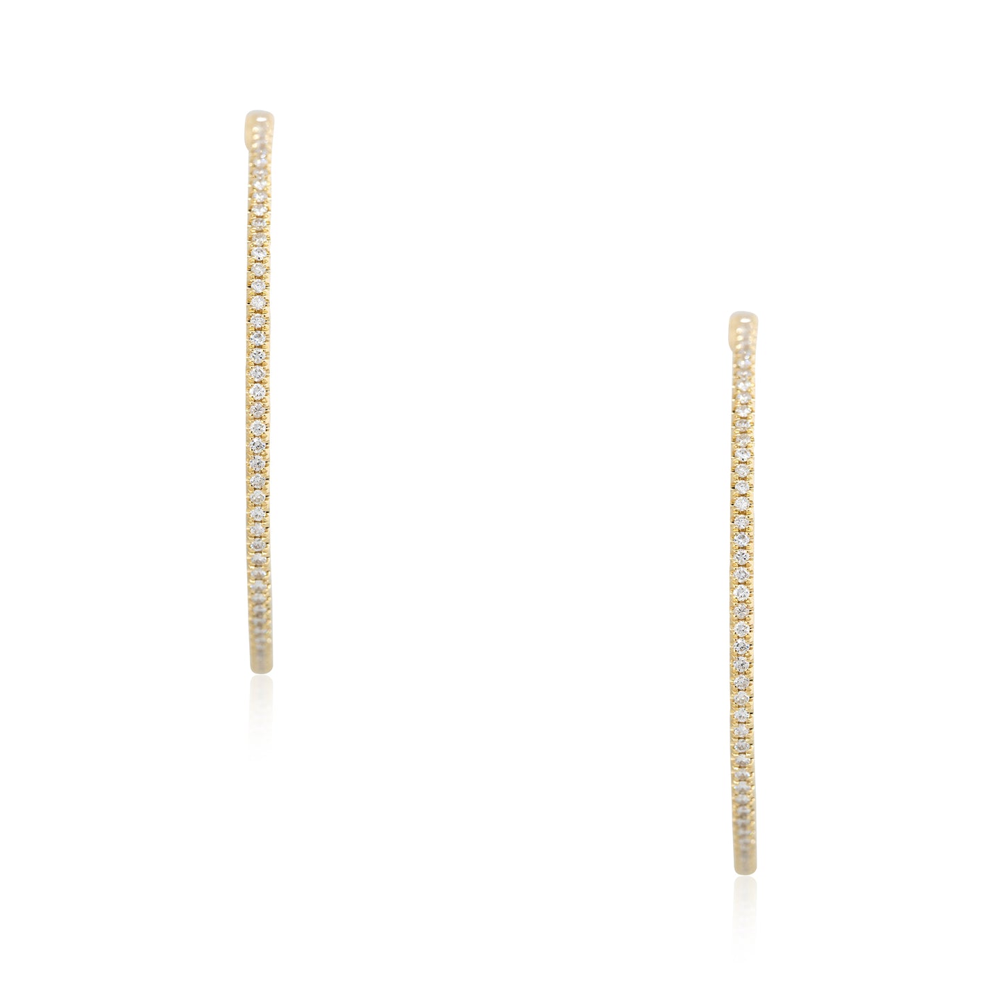 18k Yellow Gold 1.92ctw Round Brilliant Cut Diamond Large Hoop Earrings