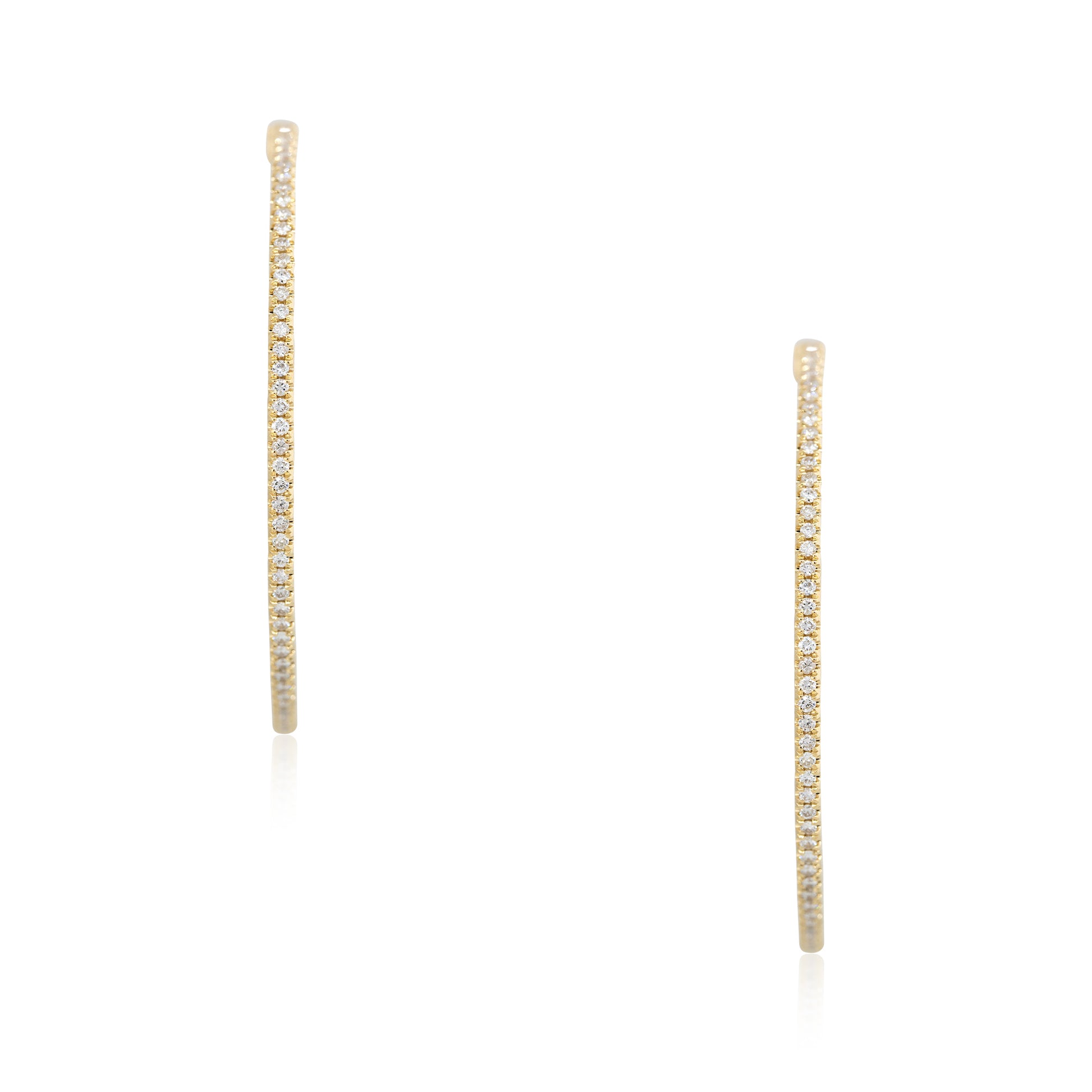 18k Yellow Gold 1.92ctw Round Brilliant Cut Diamond Large Hoop Earrings