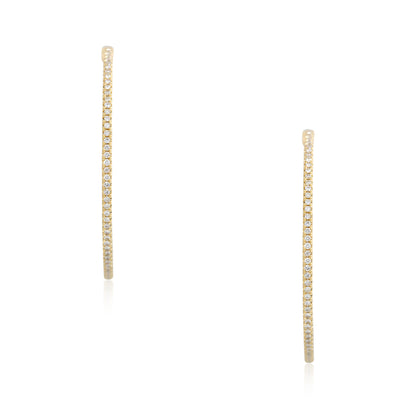 18k Yellow Gold 1.92ctw Round Brilliant Cut Diamond Large Hoop Earrings