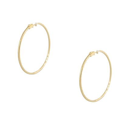 18k Yellow Gold 1.92ctw Round Brilliant Cut Diamond Large Hoop Earrings