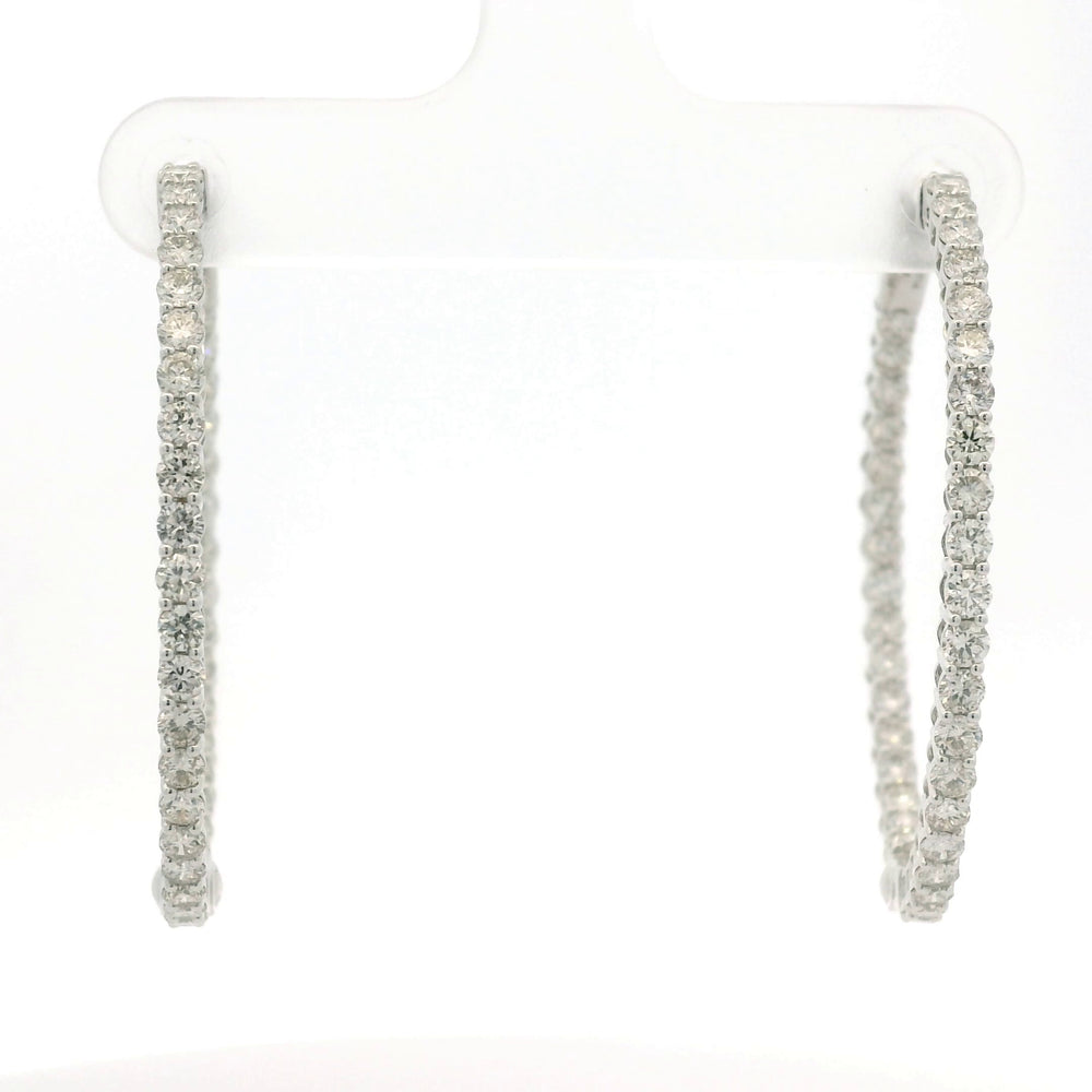 14K White Gold Natural 2.35 Carat Diamond Inside-Out Hoop Earrings