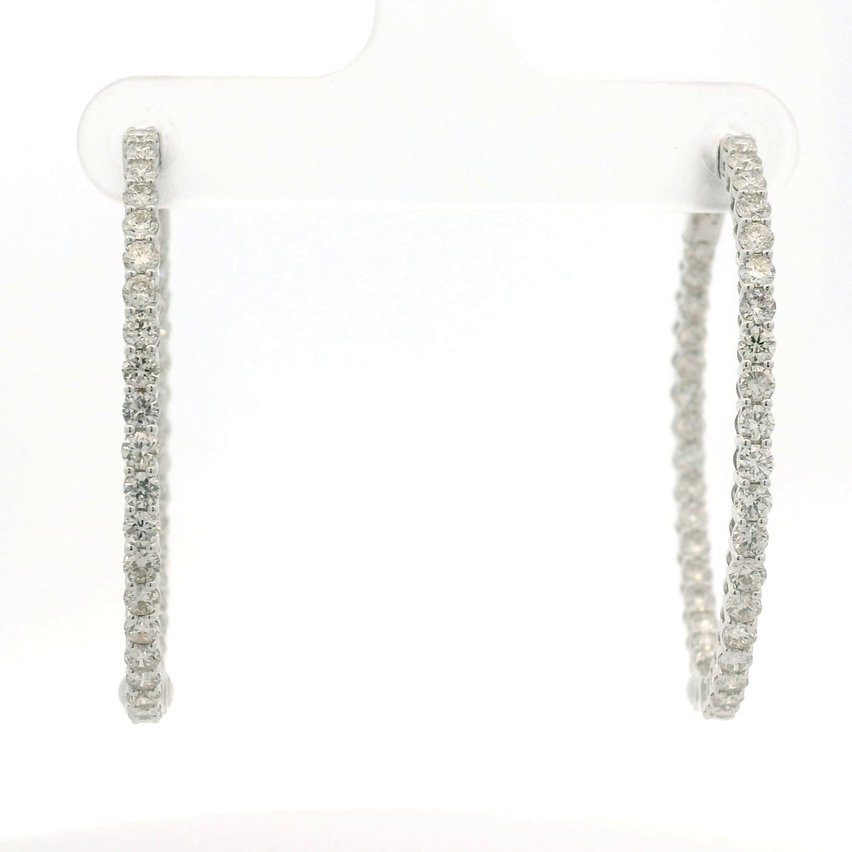 14K White Gold Natural 2.35 Carat Diamond Inside-Out Hoop Earrings