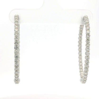 14K White Gold Natural 2.35 Carat Diamond Inside-Out Hoop Earrings