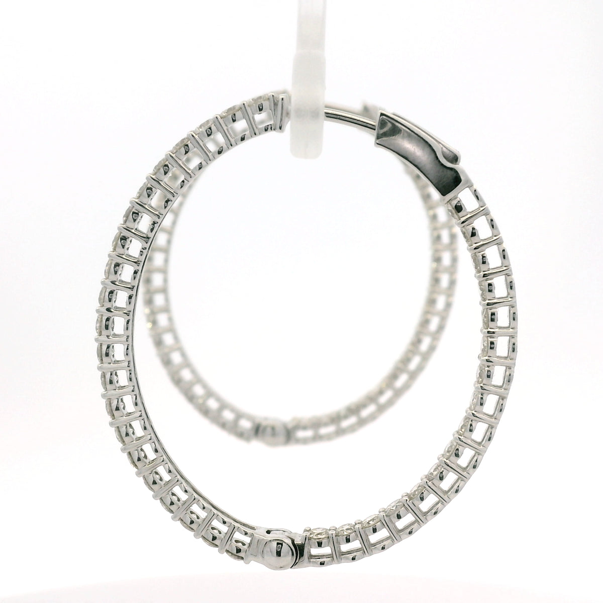 14K White Gold Natural 2.35 Carat Diamond Inside-Out Hoop Earrings