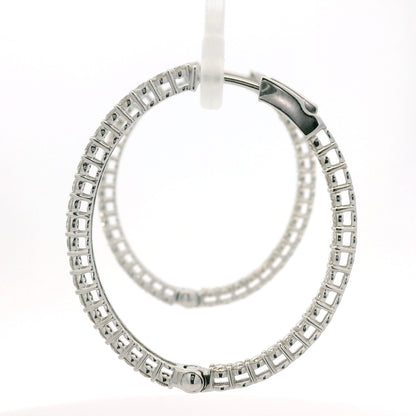 14K White Gold Natural 2.35 Carat Diamond Inside-Out Hoop Earrings