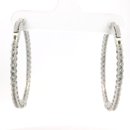 14K White Gold Natural 2.35 Carat Diamond Inside-Out Hoop Earrings