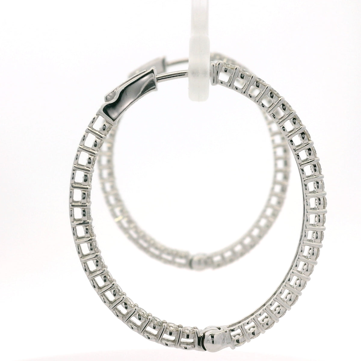 14K White Gold Natural 2.35 Carat Diamond Inside-Out Hoop Earrings