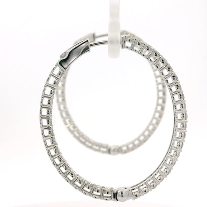 14K White Gold Natural 2.35 Carat Diamond Inside-Out Hoop Earrings