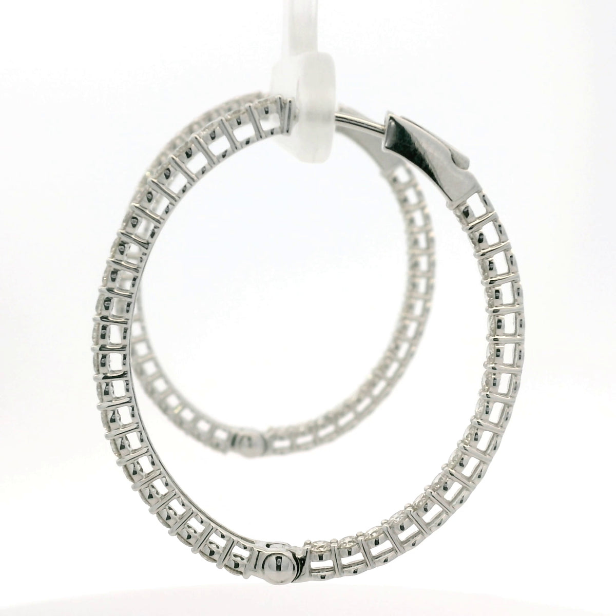 14K White Gold Natural 2.35 Carat Diamond Inside-Out Hoop Earrings