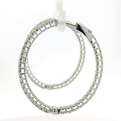 14K White Gold Natural 2.35 Carat Diamond Inside-Out Hoop Earrings