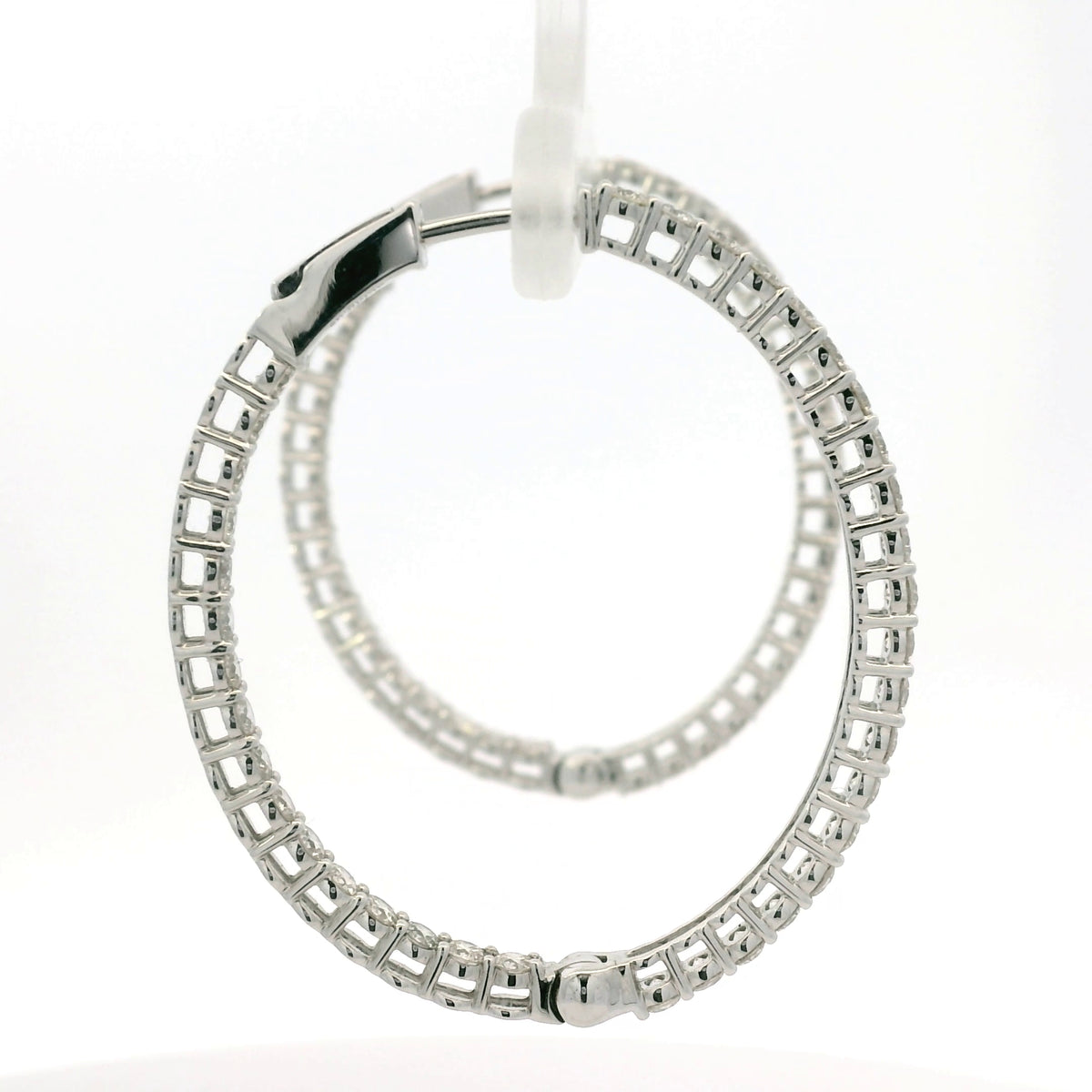 14K White Gold Natural 2.35 Carat Diamond Inside-Out Hoop Earrings