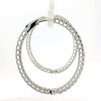 14K White Gold Natural 2.35 Carat Diamond Inside-Out Hoop Earrings