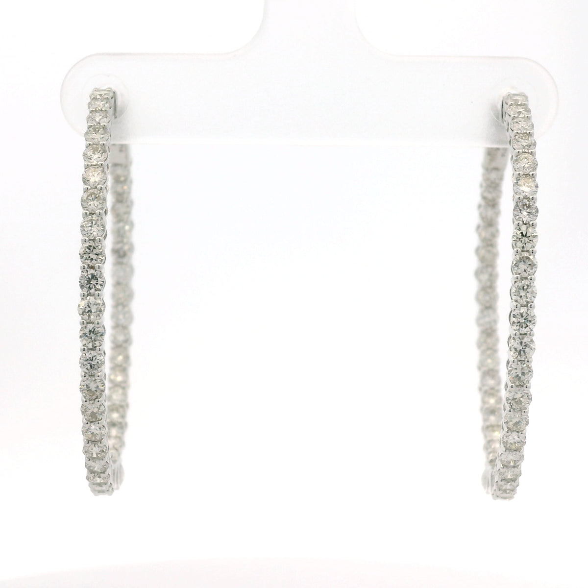 14K White Gold Natural 2.35 Carat Diamond Inside-Out Hoop Earrings
