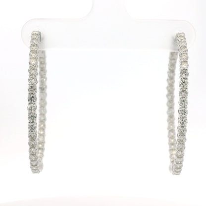 14K White Gold Natural 2.35 Carat Diamond Inside-Out Hoop Earrings