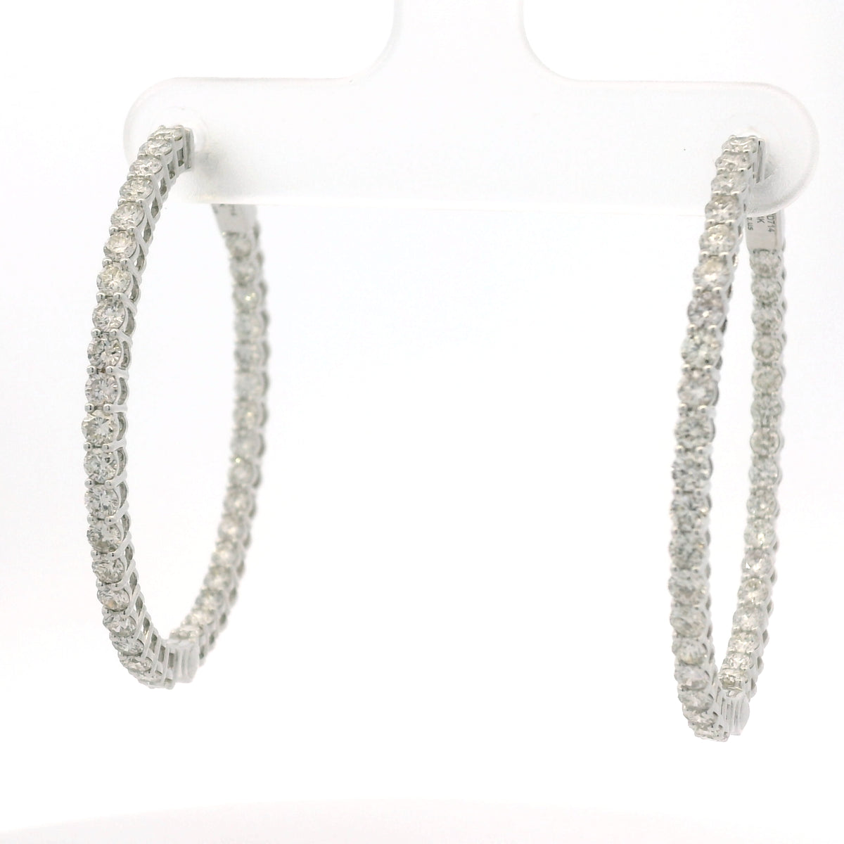 14K White Gold Natural 2.35 Carat Diamond Inside-Out Hoop Earrings