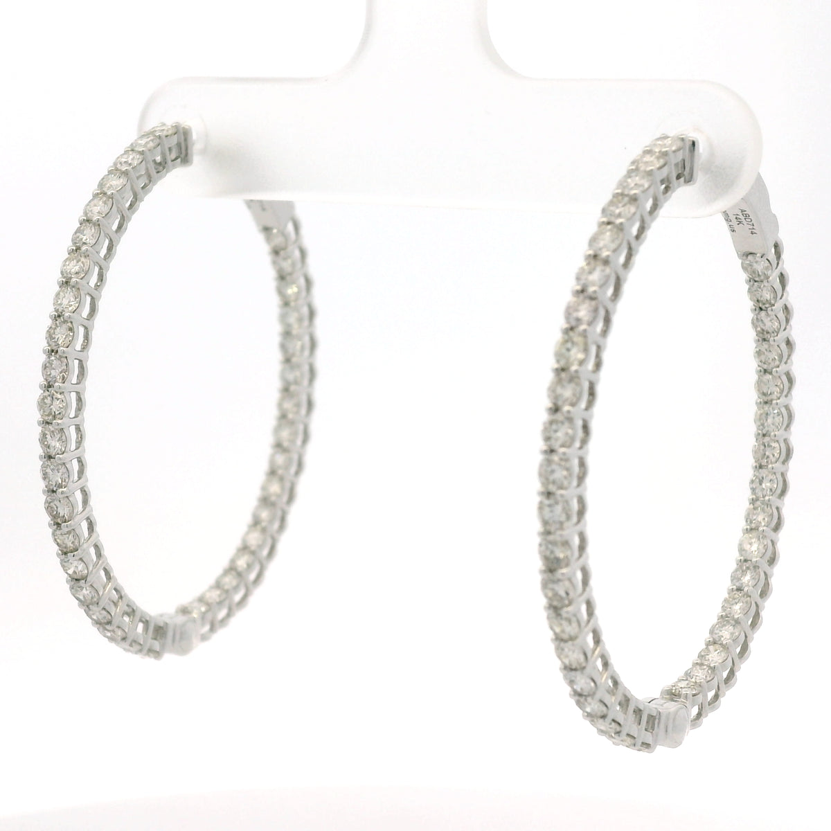 14K White Gold Natural 2.35 Carat Diamond Inside-Out Hoop Earrings