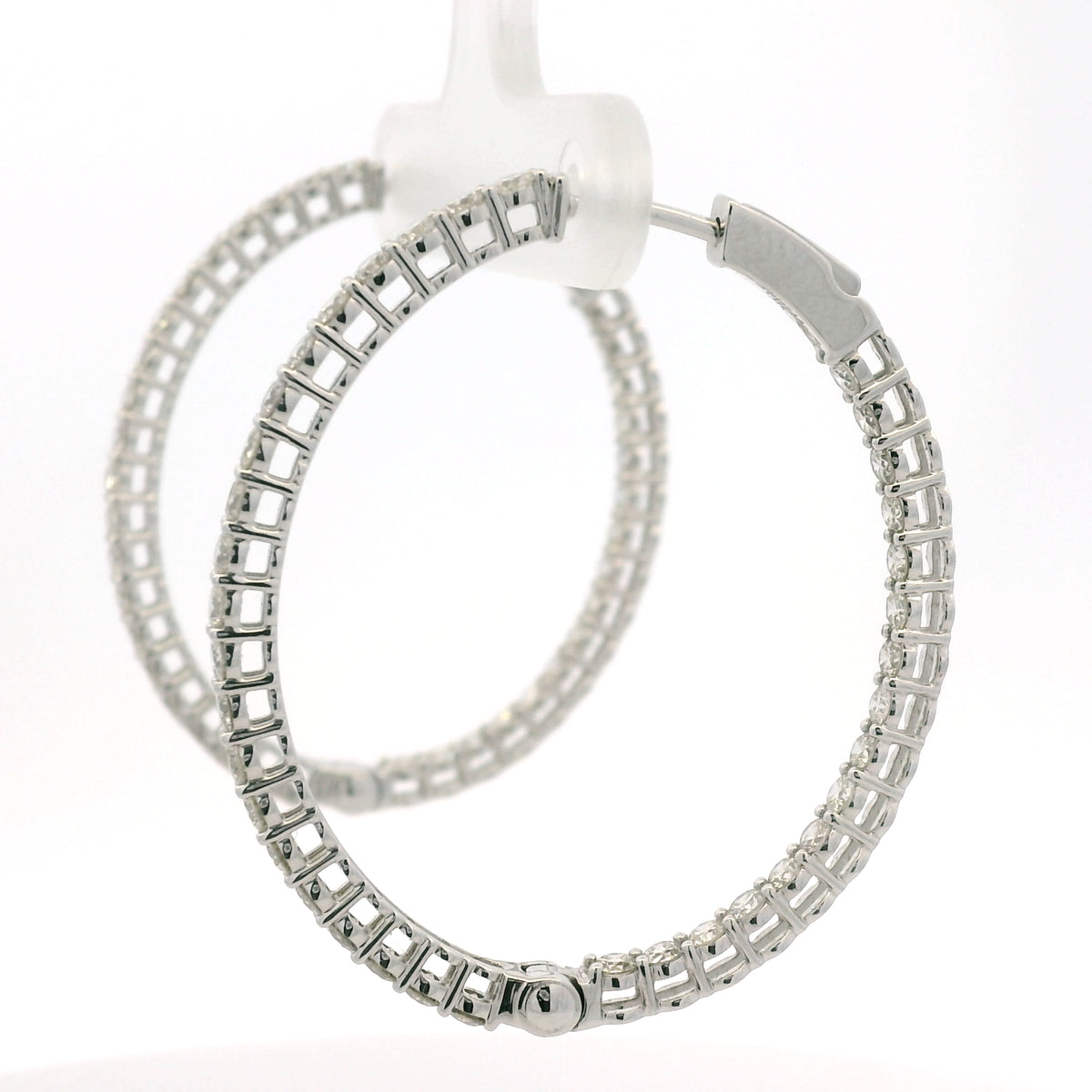 14K White Gold Natural 2.35 Carat Diamond Inside-Out Hoop Earrings