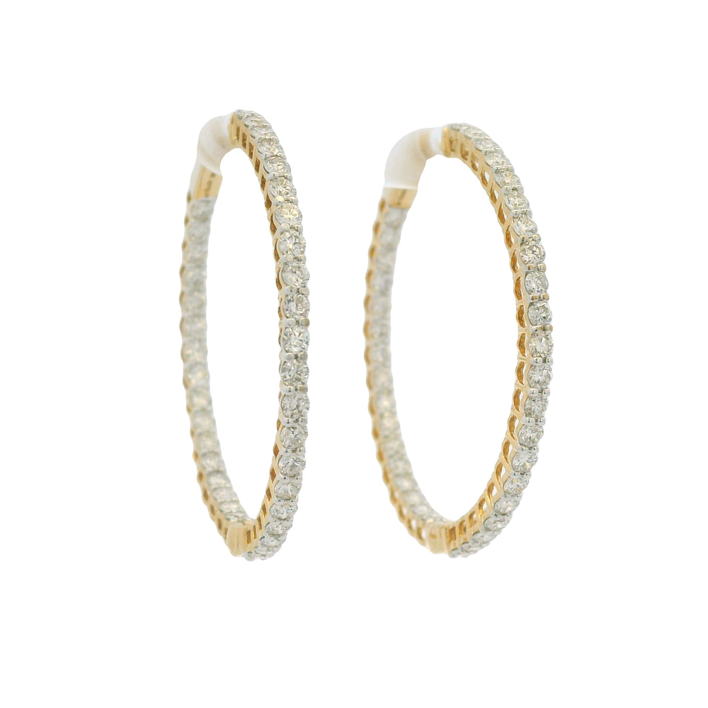 14k Yellow Gold Natural 2.35 Carat Diamond Inside-Out Hoop Earrings — product photo 2