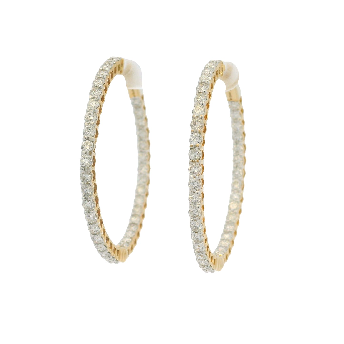 14k Yellow Gold Natural 2.35 Carat Diamond Inside-Out Hoop Earrings