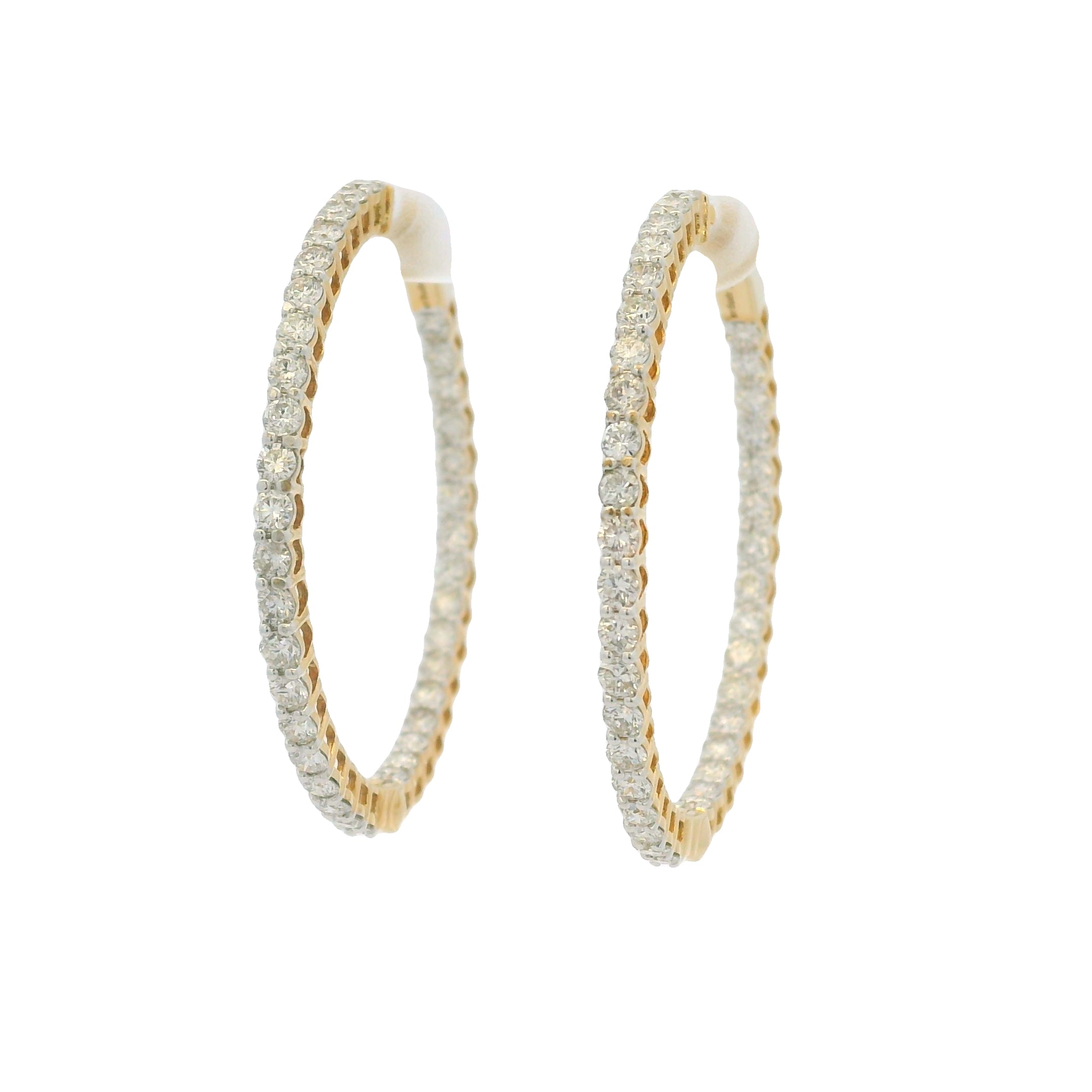 14k Yellow Gold Natural 2.35 Carat Diamond Inside-Out Hoop Earrings