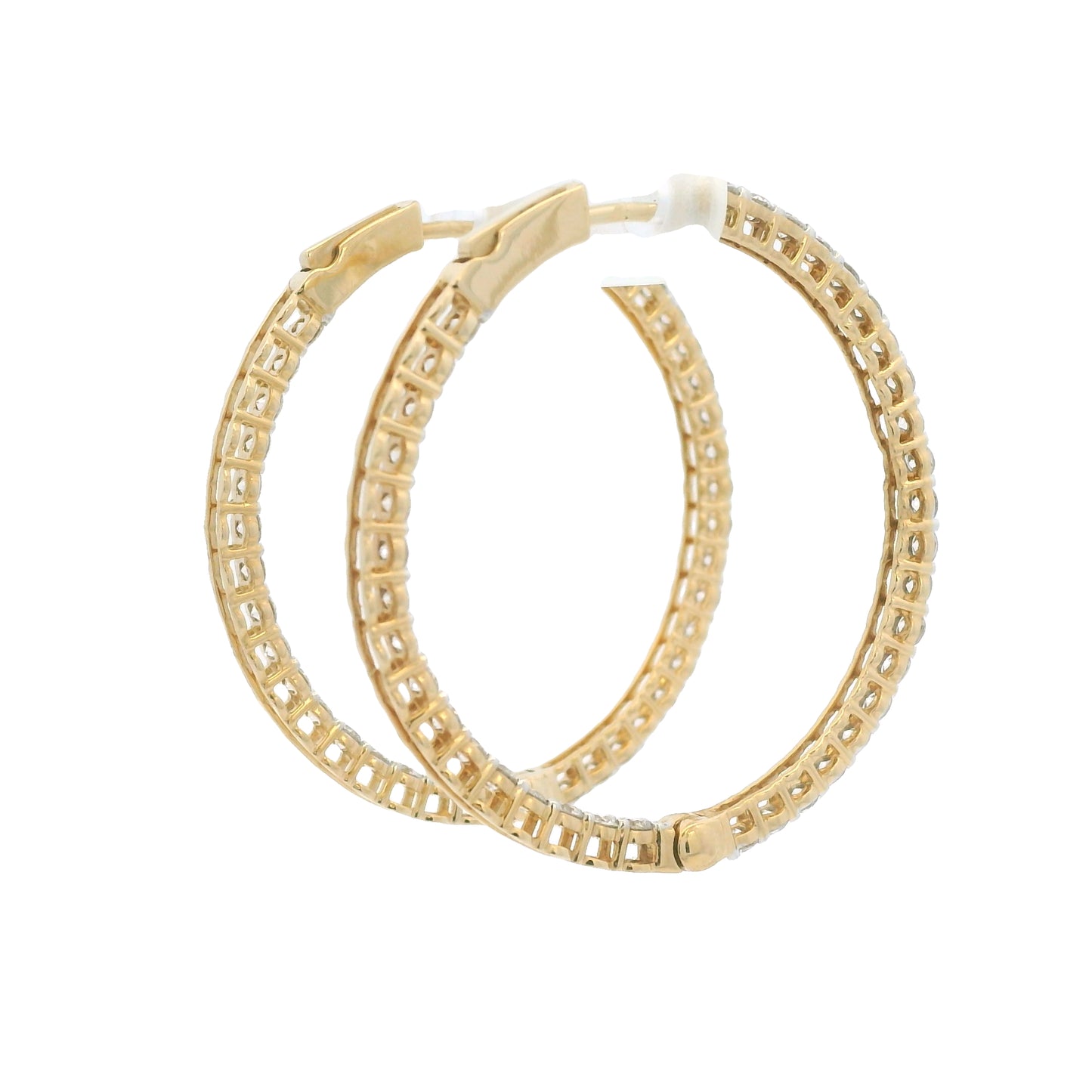 14k Yellow Gold Natural 2.35 Carat Diamond Inside-Out Hoop Earrings