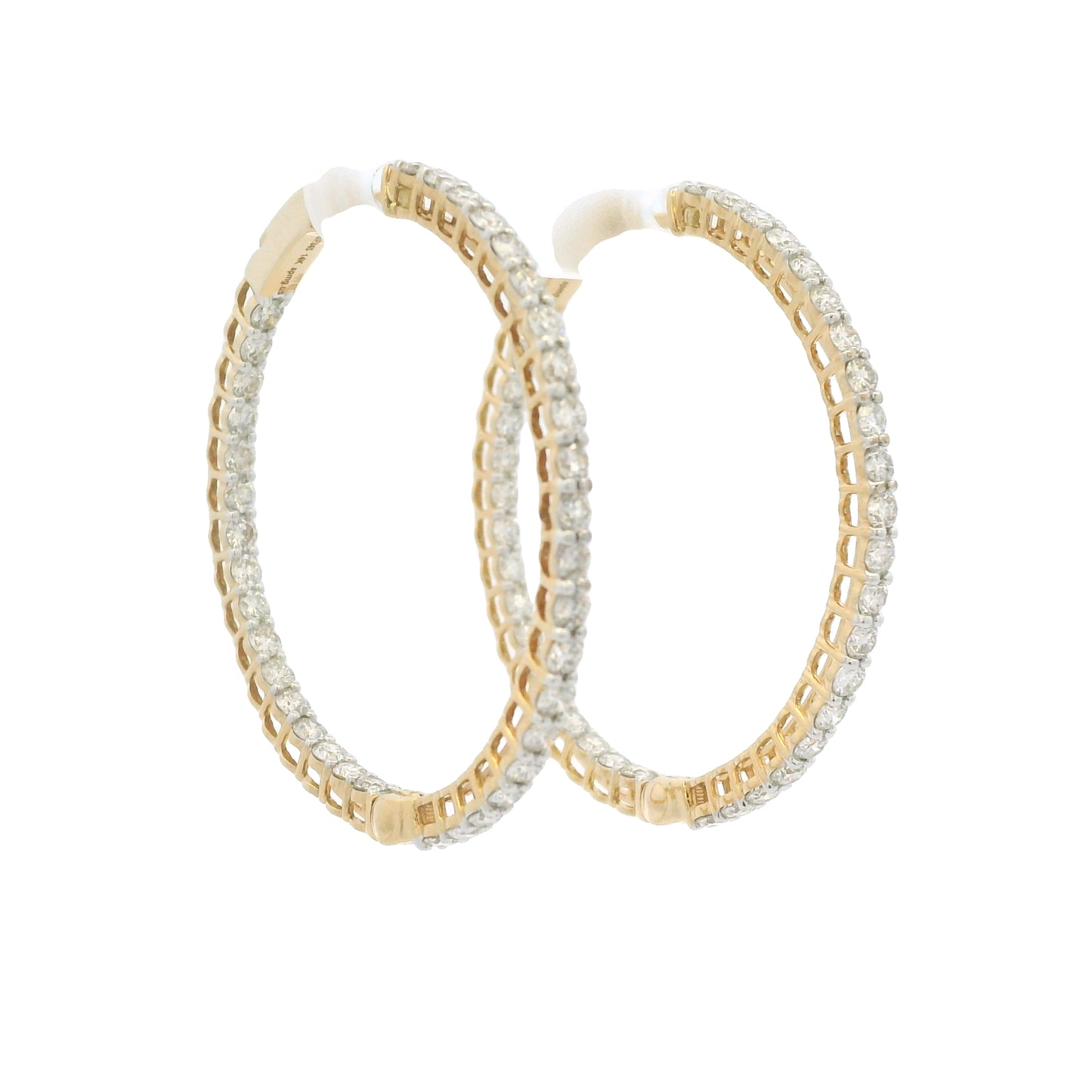 14k Yellow Gold Natural 2.35 Carat Diamond Inside-Out Hoop Earrings